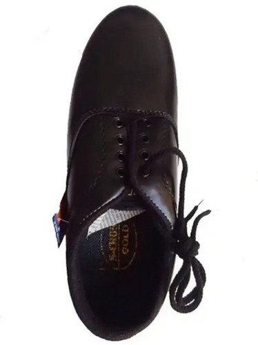 काले आरामदायक और हल्के सेमी-राउंड लेदर स्कूल शूज़