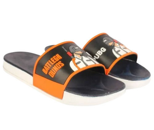 Black And Orange Light Weight Non Slip Comfortable Rubber Flip Flop Slippers For Men