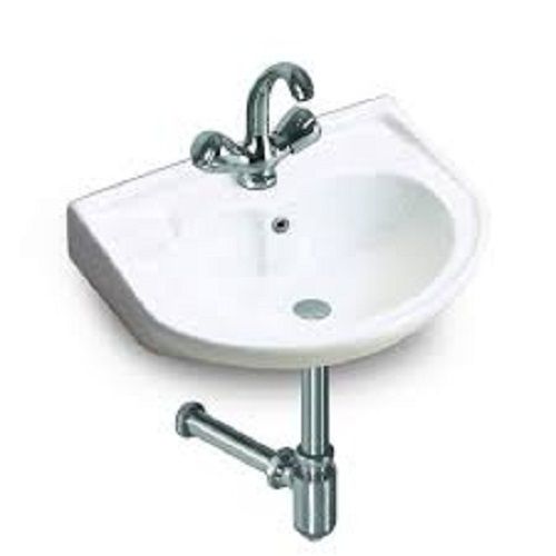 White Round Shape Ceramic Made Wall Mounted Stainless Steel Wash Basin For Bathroom