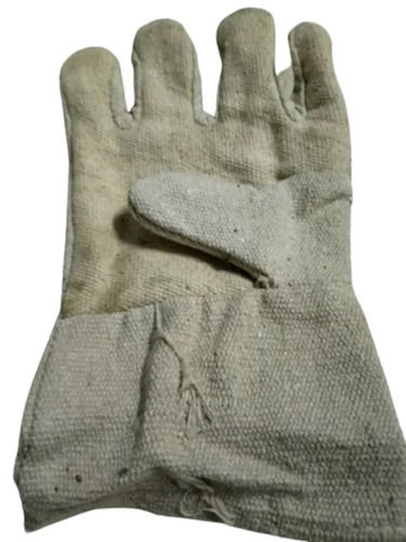 Off White Washable Quick Dry Plain Pattern Jute Hand Gloves Knitted For Cleaning