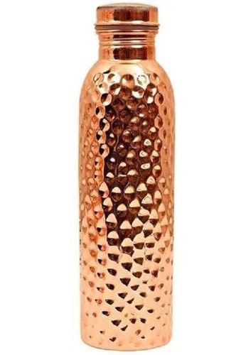 Golden 1 Litre Capacity Screw Cap Copper Hammered Bottle 