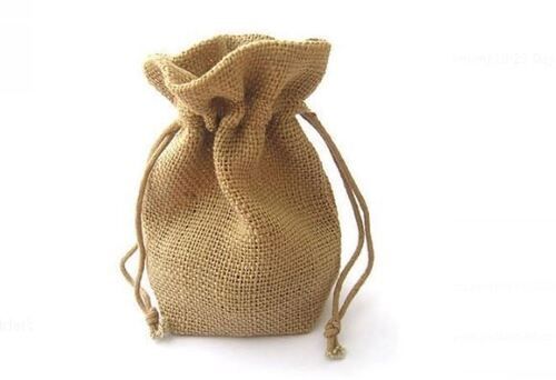 Beige 100% Eco Friendly Brown Woven Plain Handmade Jute Pouch Bag