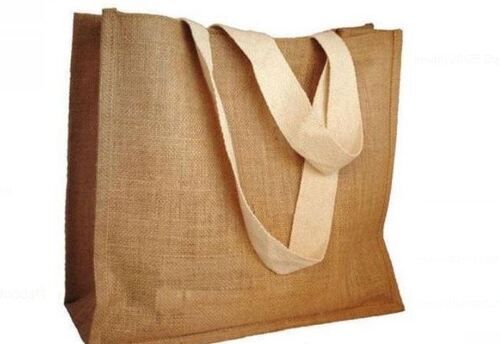 Brown 38 X 42 X 10 Cm Nature Friendly Plain Jute Canvas Bag With Loop Handle