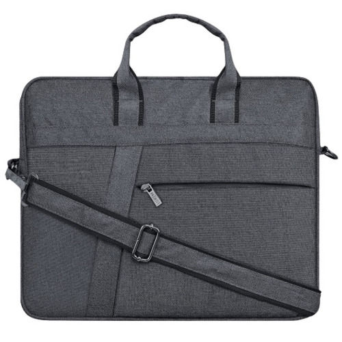 Grey 40.64X30.48X7.62 Cm Plain Canvas Laptop Bag With Shoulder Length Handle