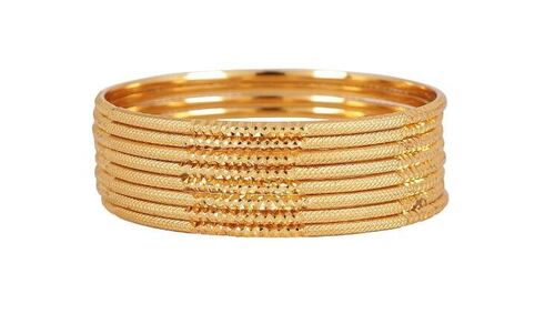 Antique Style High Quality Copper Alloy Round Gold Plated Brass Bangle Diameter: 3.8 Inch (In)