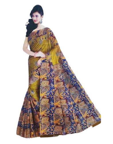 Summer Casual Wear Printed Cotton Sarees With Matching Blouse