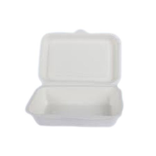 Glossy Lamination Disposable Square Shape White Paper Food Container