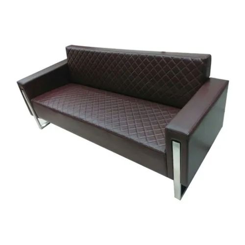 Leatherette Handmade Non Foldable Polished Finish Solid Wood Three Seater Sofa