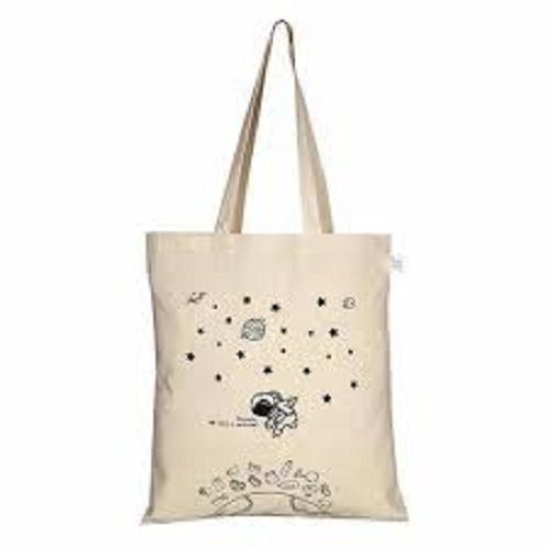 Light Weight Cream Printed Cotton Bags With Flexiloop Handle