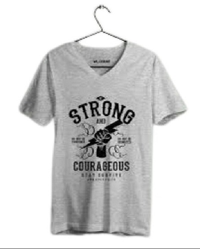 Mens Printed Short Sleeve Grey Cotton V Neck Regular Fit T Shirt For Casual Wear