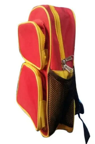 Red And Yellow Plain Color Coated Kids School Bag