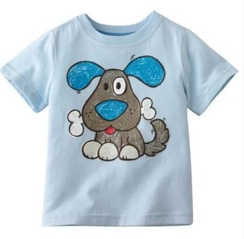 Washable Casual Wear Short Sleeves O Neck Printed Cotton T Shirt  Age Group: 2-4 Years