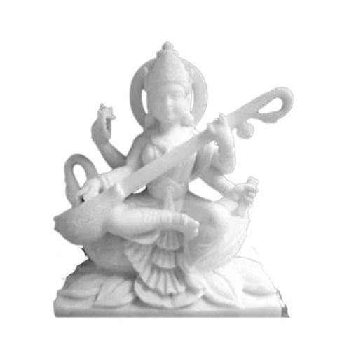 1.9 Feet Eco Friendly And Plain Handmade Religious Marble Saraswati Statue