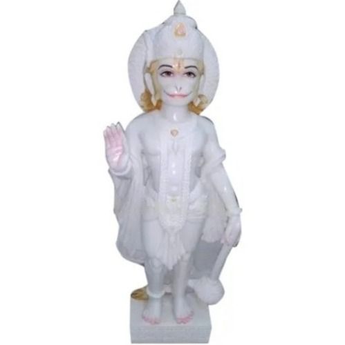 1 Foot Handmade And Polished Religious Marble Hanuman Statue