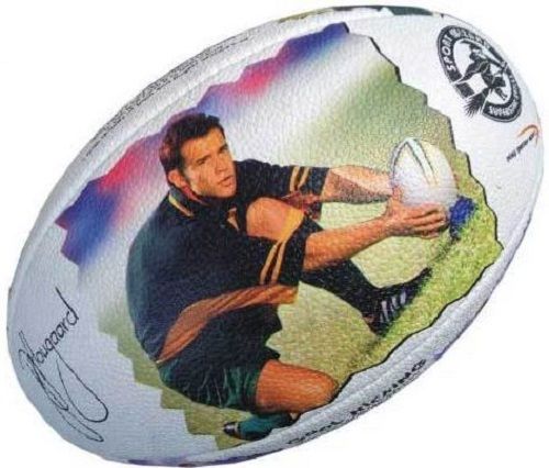 Mutlicolor 11 Inches 60 Cm Thick Multicolor Printed Oval Rubber Rugby Ball With 9.5 Psi Hardness