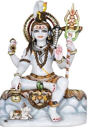 12 Inches Light Weight And Handmade Polished Marble Shiva Statue