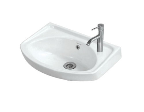 White 18X12 Inches Polished Ceramic Wall Mounted Wash Basin