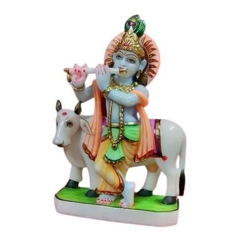 2 Feet Durable And Polished Handmade Marble Krishna Statue