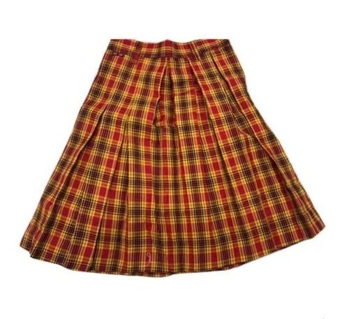 Multicolor 20 Inches Long Daily Wear Knee Length Checked Soft Cotton Skirt