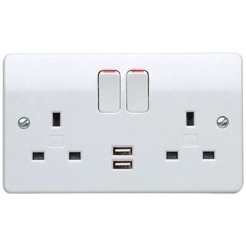 220 Volt Polycarbonate Double Electrical Socket With Usb Port Application: Domestic And Commercial