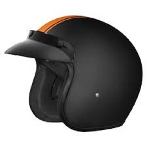 Plastic 22x13x16 Inches Durable And Classic Open Face Orange Strip Black Motorbike Helmet