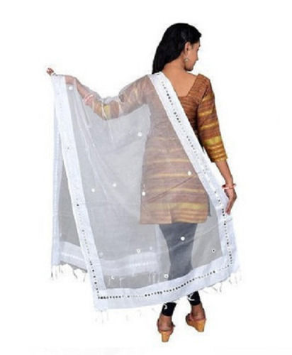 White Attractive And Beautiful Embroidered Casual Net Dupatta For Girls