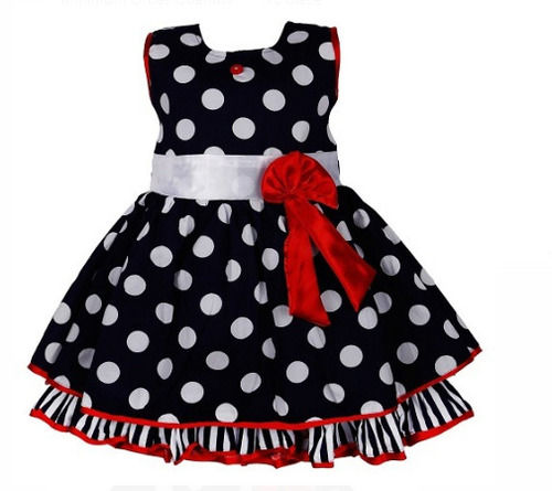 Girls Short Sleeves Printed Trendy Partywear Cotton Frock