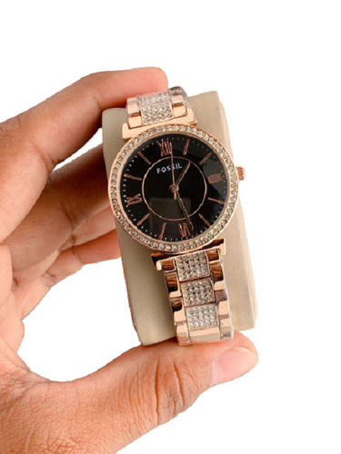 Black Women Wrist Watch Platinum Round Shape Rose Gold at Best