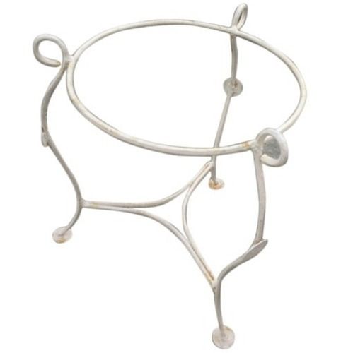 White Round Paint Coated Durable Stainless Steel Pot Stand, Size 20 X 10.5 Cm