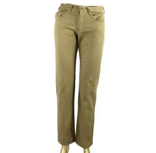 Brown Slim Fit And Comfortable Daily Wear Plain Cotton Trouser For Men