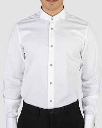 White Plain Cotton Mens Casual And Formal Wear Shirt Collar Style: Classic