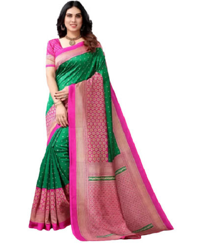 Green And Pink Banarasi Saree 