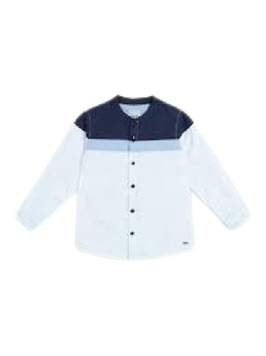 Trendy Cotton Shirt - XS to XL Sizes, White with Navy Blue | Breathable, Quick Dry, Full Sleeves, Classic Straight Collar