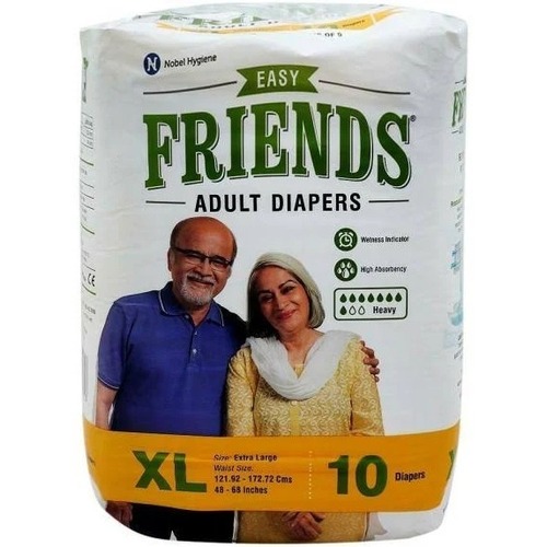 व्हाइट लीक गार्ड और हाई एब्जॉर्प्शन सॉफ्ट कॉटन डिस्पोजेबल एडल्ट डायपर, 10 का पैक