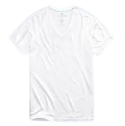 Mens Causal Wear Regular Fit V-neck Half Sleeve Plain White Cotton T Shirts