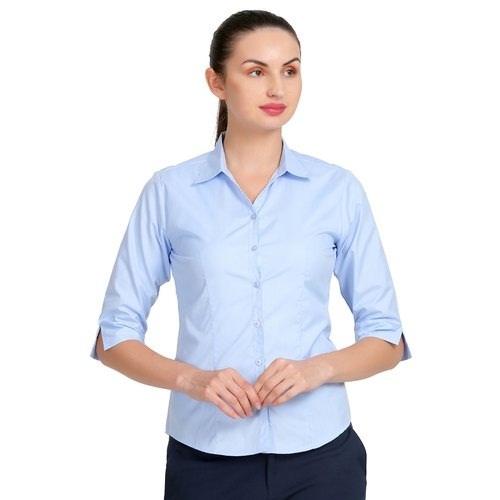 Plain Pattern Multi Color Button Closure Shirts For Ladies