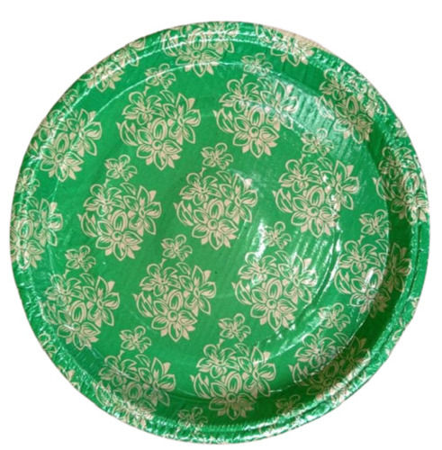 Green Printed Plain Paper Plate