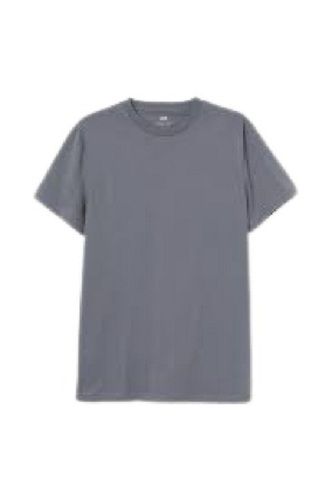 Short Sleeve Round Neck Casual Wear Cotton Grey T Shirt For Mens