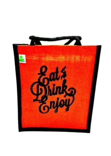  खरीदारी के लिए 14 X 12 X 4 इंच हल्के वज़न के पर्यावरण के अनुकूल प्रिंटेड प्लेन जूट बैग 