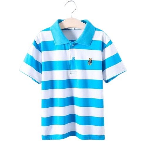 Boys Striped Polo Neck Short Sleeve T Shirt Age Group: 10 - 16