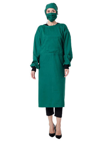 Green Breathable Full Sleeves Cotton Polyester Surgical Gown For Unisex