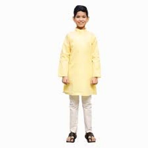 Casual Wear Round Neck Long Sleeve Plain Cotton Silk Kurta Pajama