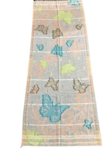 Multicolour Daily Use Multi-Coloured Hand Made Silk Printed Butterfly Cutwork Cotton Shawls For Women