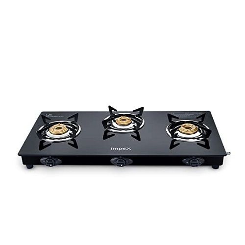 Impex Igs 1213f Powder Coated Mild Steel And Marvel Glass 3 Burner Gas Stove