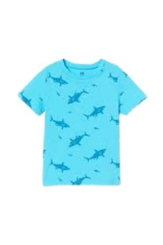 Blue Kids Casual Wear Round Neck Half Sleeve Printed Cotton T Shirt