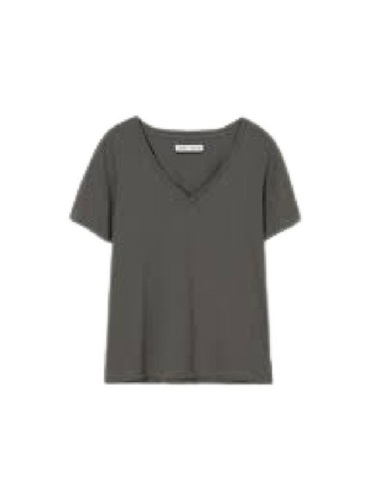 Grey Ladies Half Sleeve V Neck Plain Cotton T Shirt