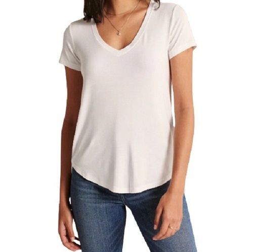 White Ladies Plain Short Sleeves Soft Regular Wear V Neck Casual Wear Rayon  T-Shirt At Best Price In Tirupur | Sri Saptha Network