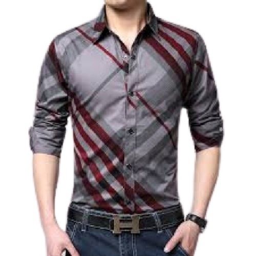 Men Full Sleeve Stylish Comfortable To Wear Breathable Polyester Shirt Collar Style: Straight