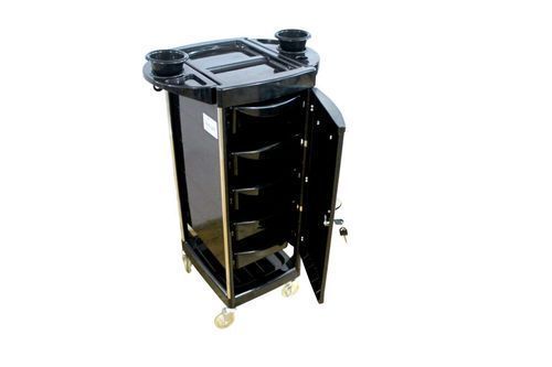 Movable Black Salon Trolley For Salon And Parlour Usage