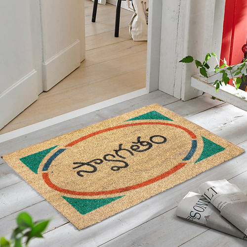 Natural Customized Printed Coir Main Entry Door Mats For Home, Hotel Back Material: Anti-Slip Latex